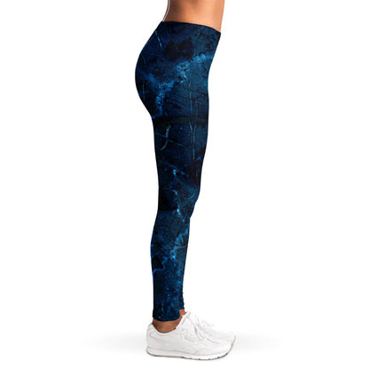 Dark Blue Marble Print Women's Leggings