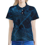 Dark Blue Marble Print Women's Polo Shirt