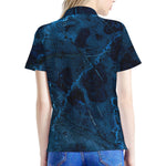 Dark Blue Marble Print Women's Polo Shirt