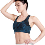 Dark Blue Marble Print Women's Sports Bra