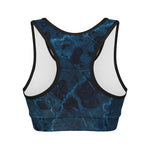 Dark Blue Marble Print Women's Sports Bra