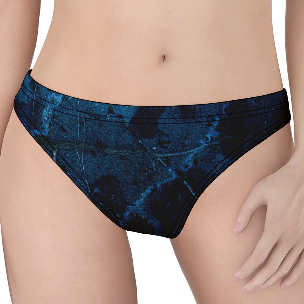 Dark Blue Marble Print Women's Thong