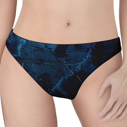 Dark Blue Marble Print Women's Thong