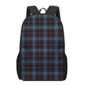 Dark Blue Tartan Pattern Print 17 Inch Backpack
