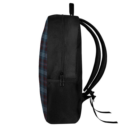 Dark Blue Tartan Pattern Print 17 Inch Backpack