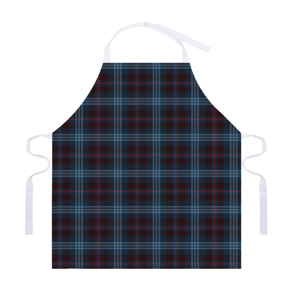 Dark Blue Tartan Pattern Print Adjustable Apron