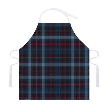 Dark Blue Tartan Pattern Print Adjustable Apron