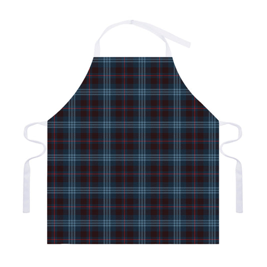 Dark Blue Tartan Pattern Print Adjustable Apron