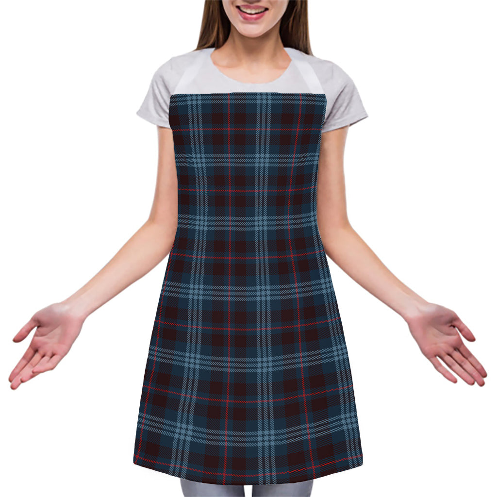 Dark Blue Tartan Pattern Print Adjustable Apron