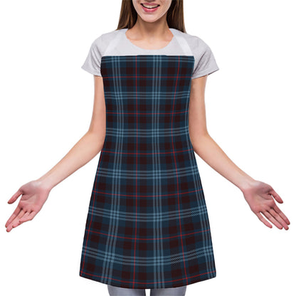 Dark Blue Tartan Pattern Print Adjustable Apron