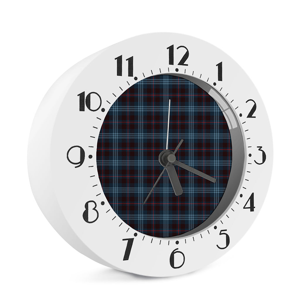 Dark Blue Tartan Pattern Print Alarm Clock