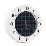 Dark Blue Tartan Pattern Print Alarm Clock