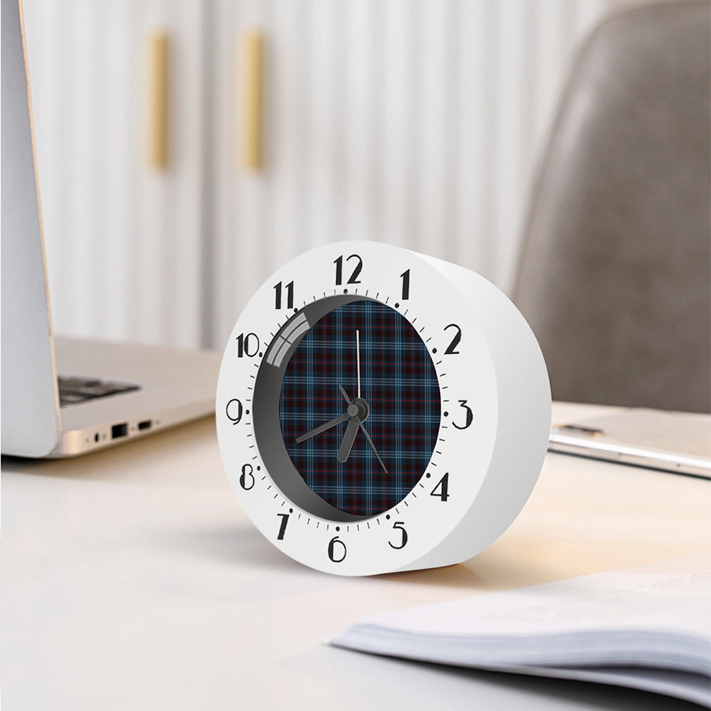 Dark Blue Tartan Pattern Print Alarm Clock
