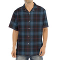 Dark Blue Tartan Pattern Print Aloha Shirt