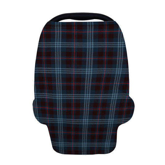 Dark Blue Tartan Pattern Print Baby Seat Cover