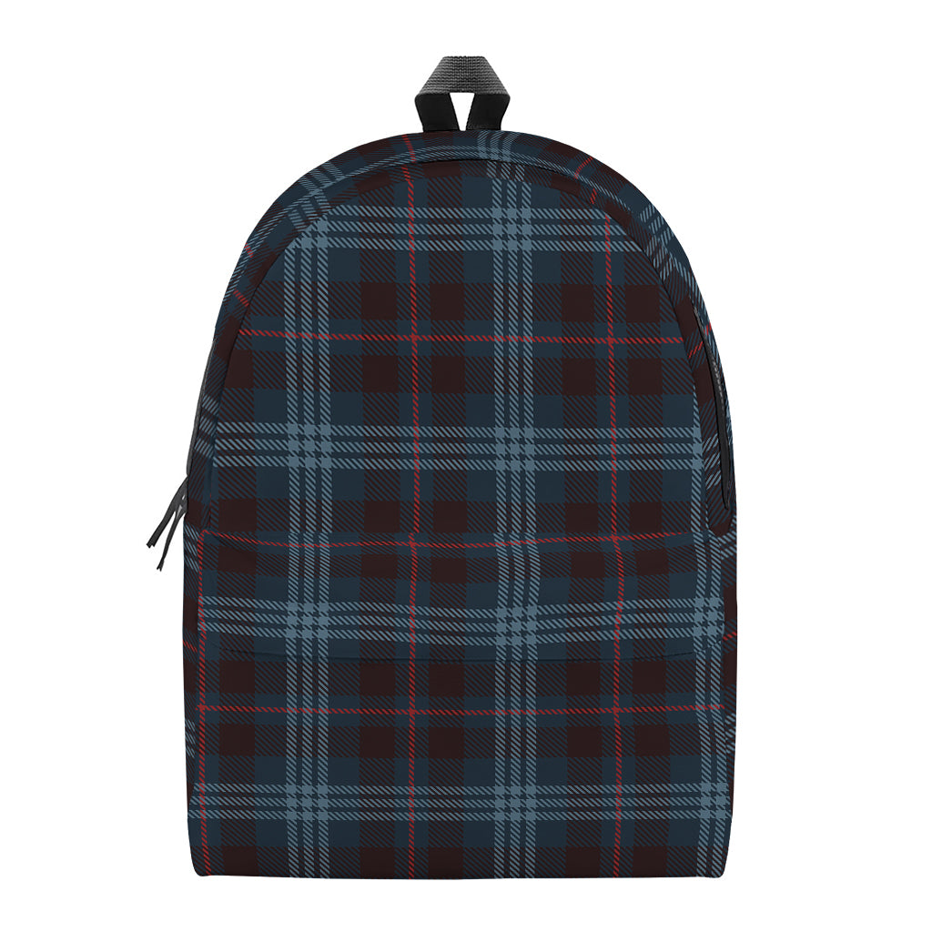 Dark Blue Tartan Pattern Print Backpack