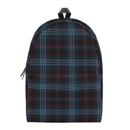 Dark Blue Tartan Pattern Print Backpack