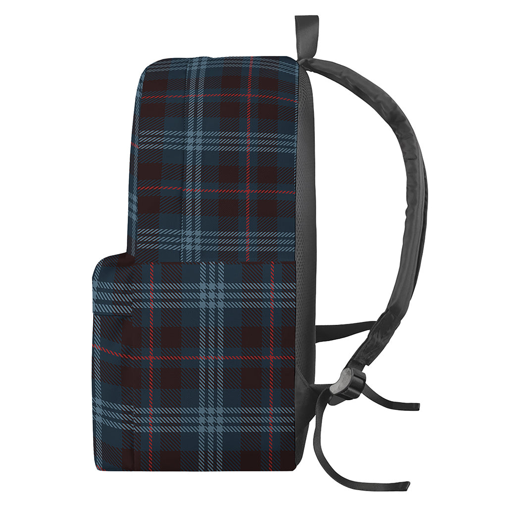 Dark Blue Tartan Pattern Print Backpack