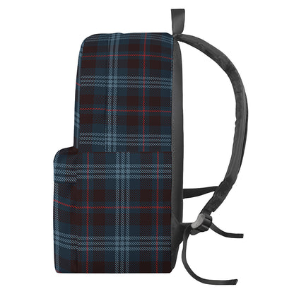 Dark Blue Tartan Pattern Print Backpack