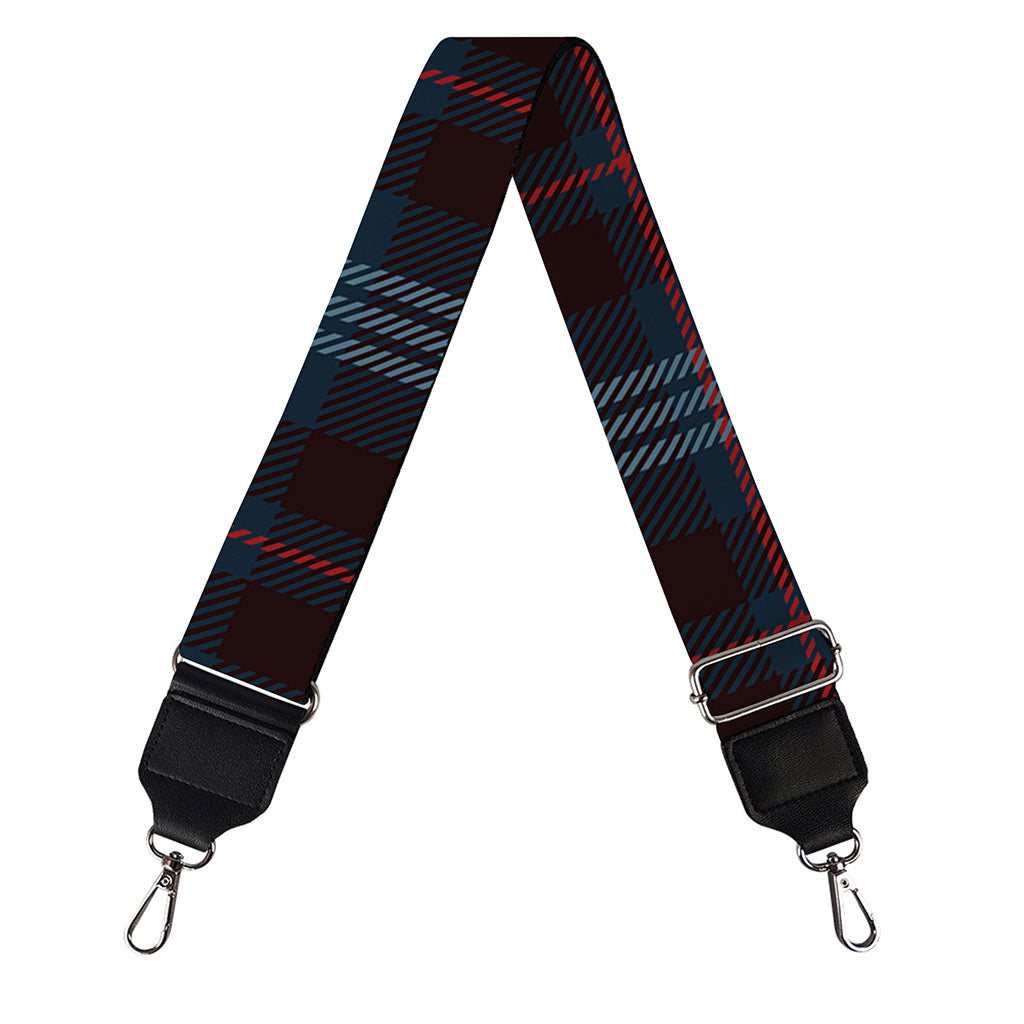 Dark Blue Tartan Pattern Print Bag Strap