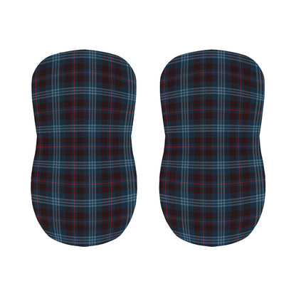 Dark Blue Tartan Pattern Print Bar Stool Covers