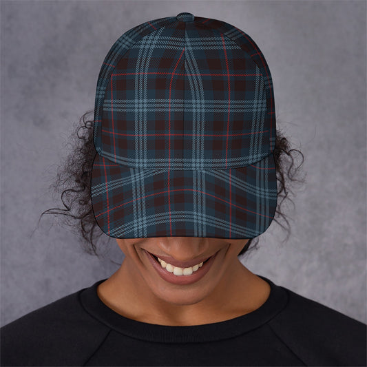 Dark Blue Tartan Pattern Print Baseball Cap