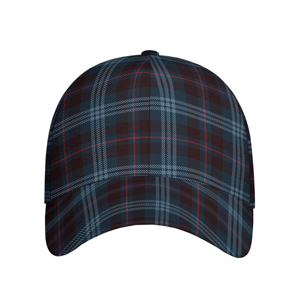 Dark Blue Tartan Pattern Print Baseball Cap