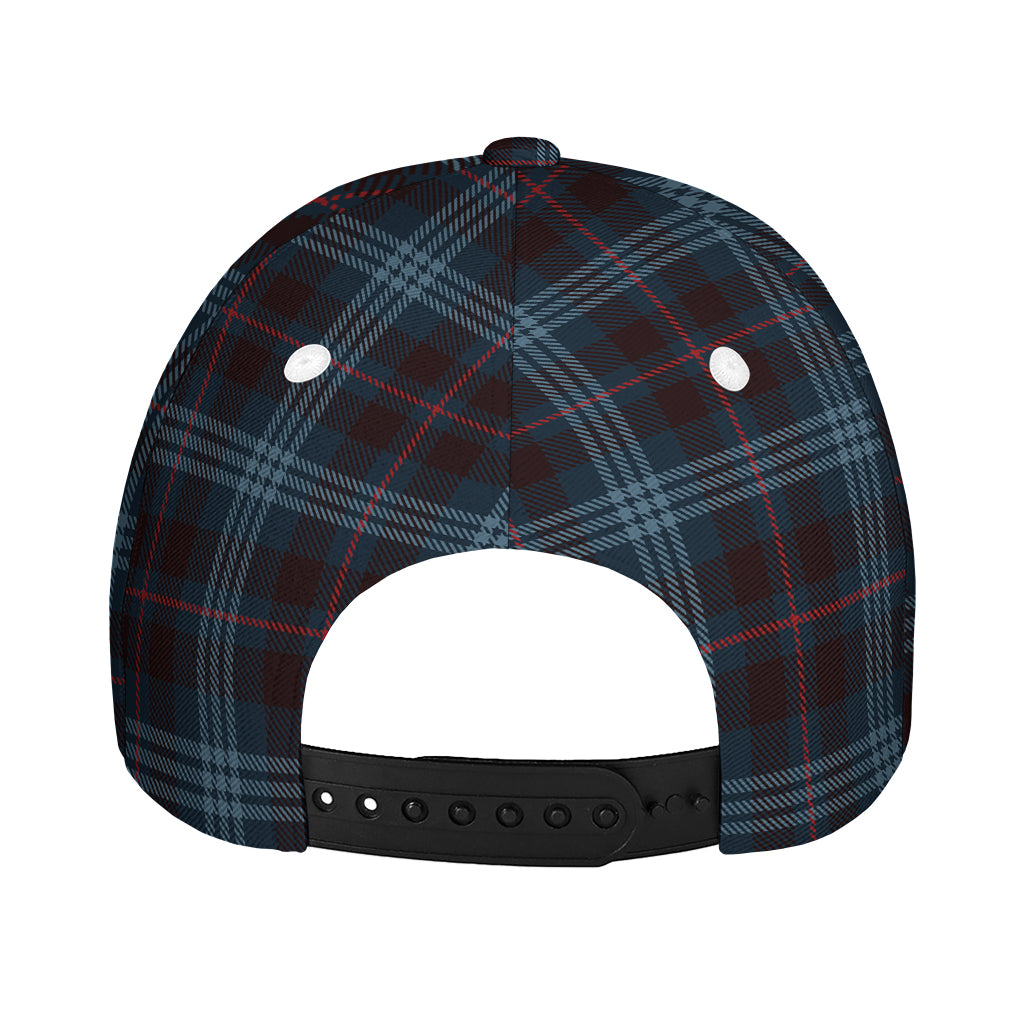 Dark Blue Tartan Pattern Print Baseball Cap