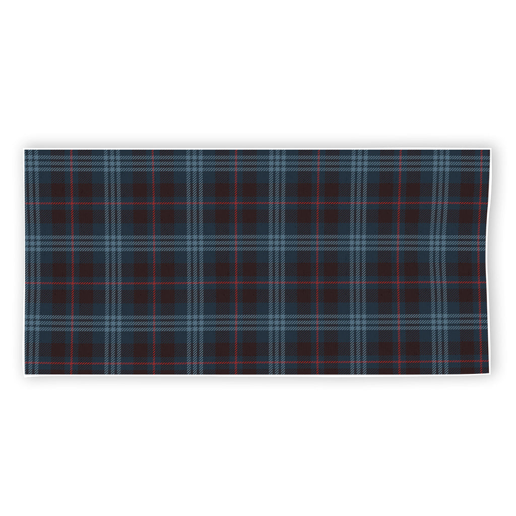 Dark Blue Tartan Pattern Print Beach Towel