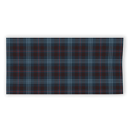 Dark Blue Tartan Pattern Print Beach Towel