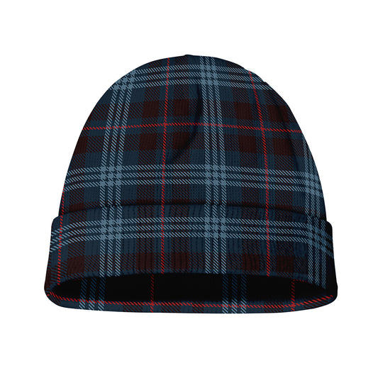 Dark Blue Tartan Pattern Print Beanie