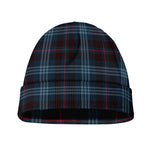 Dark Blue Tartan Pattern Print Beanie