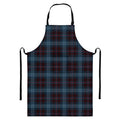 Dark Blue Tartan Pattern Print Bib Apron With Pocket
