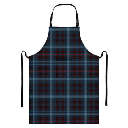 Dark Blue Tartan Pattern Print Bib Apron With Pocket