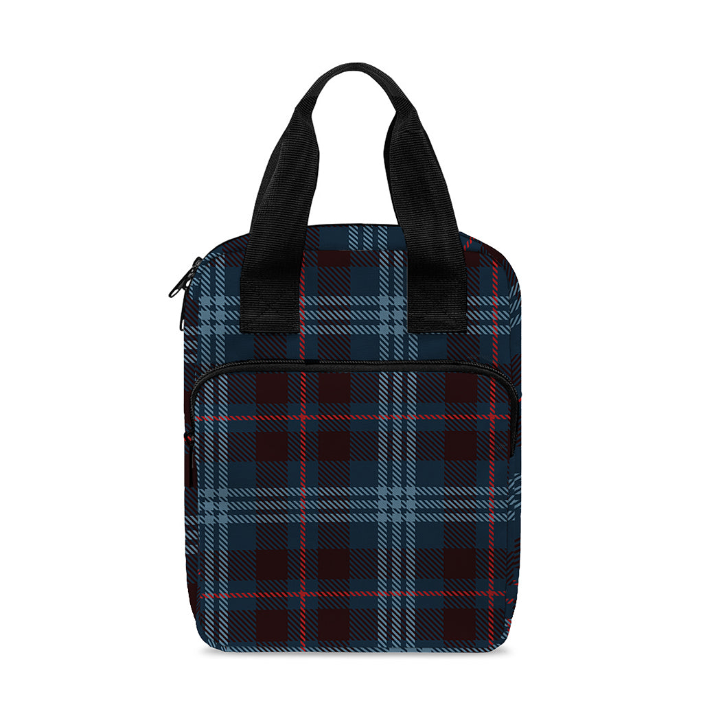 Dark Blue Tartan Pattern Print Bible Tote Bag
