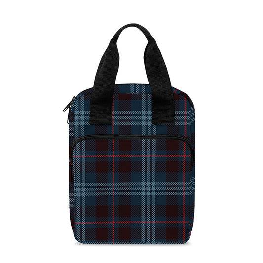 Dark Blue Tartan Pattern Print Bible Tote Bag