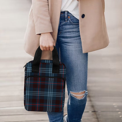 Dark Blue Tartan Pattern Print Bible Tote Bag