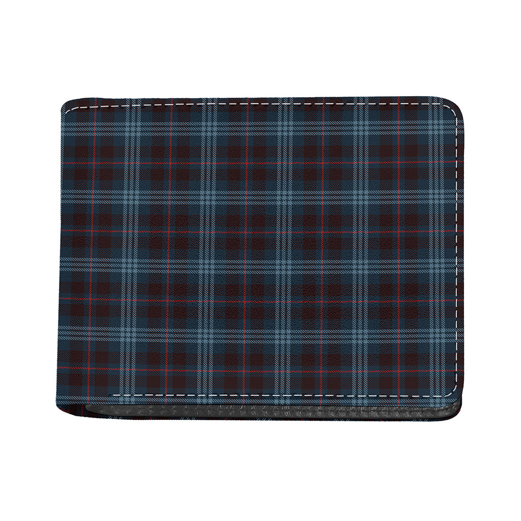 Dark Blue Tartan Pattern Print Bifold Wallet