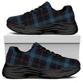 Dark Blue Tartan Pattern Print Black Chunky Shoes