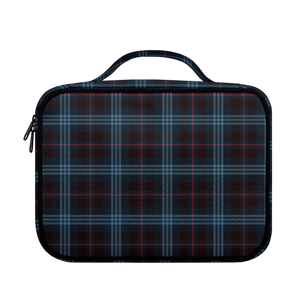 Dark Blue Tartan Pattern Print Briefcase Bible Bag