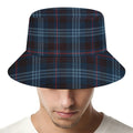 Dark Blue Tartan Pattern Print Bucket Hat