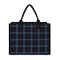 Dark Blue Tartan Pattern Print Canvas Tote Bag
