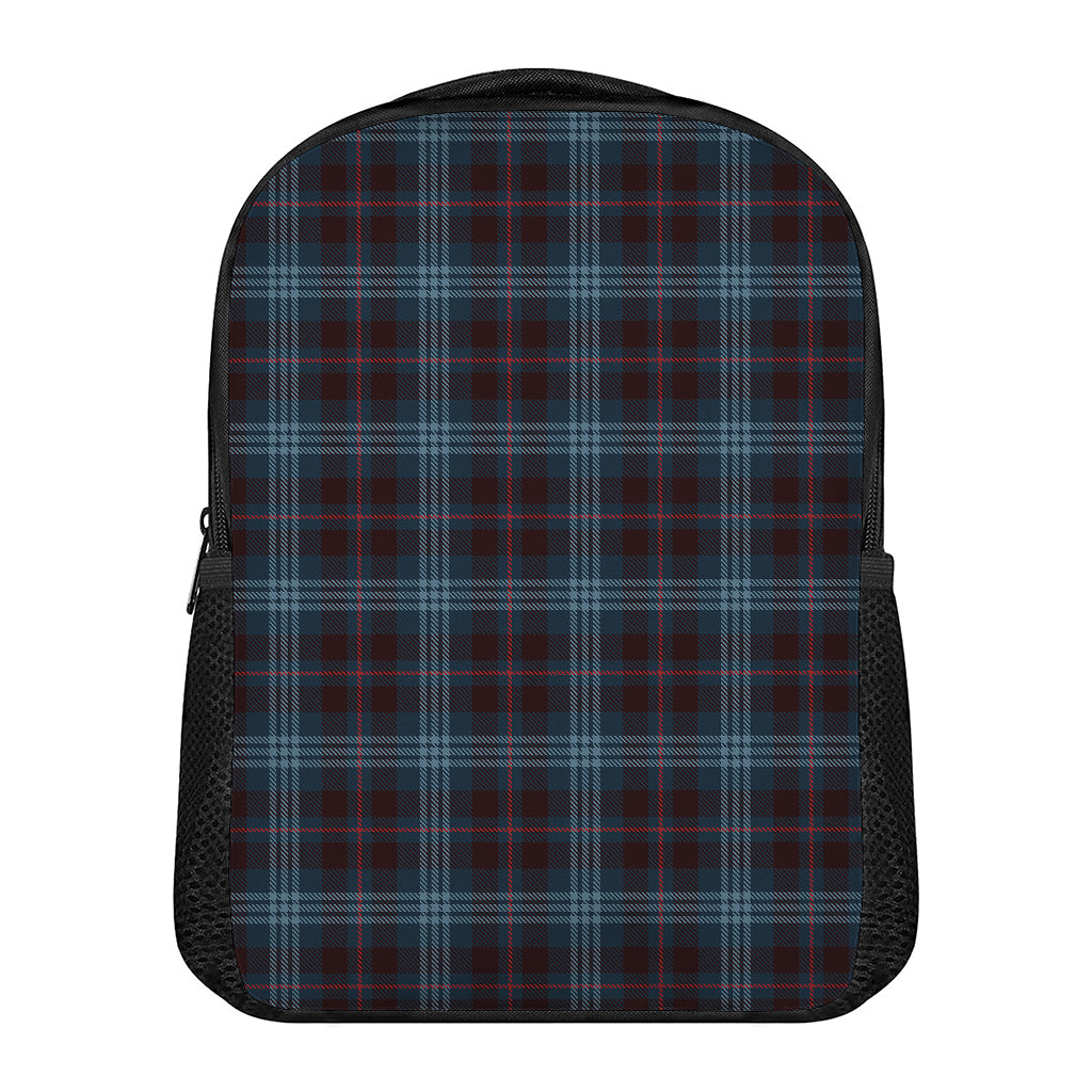 Dark Blue Tartan Pattern Print Casual Backpack