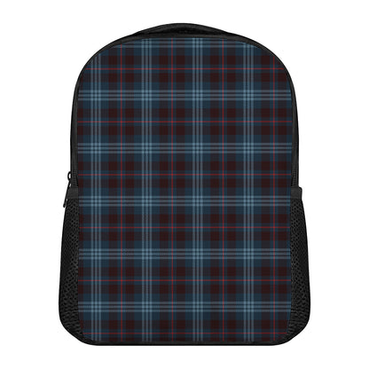 Dark Blue Tartan Pattern Print Casual Backpack