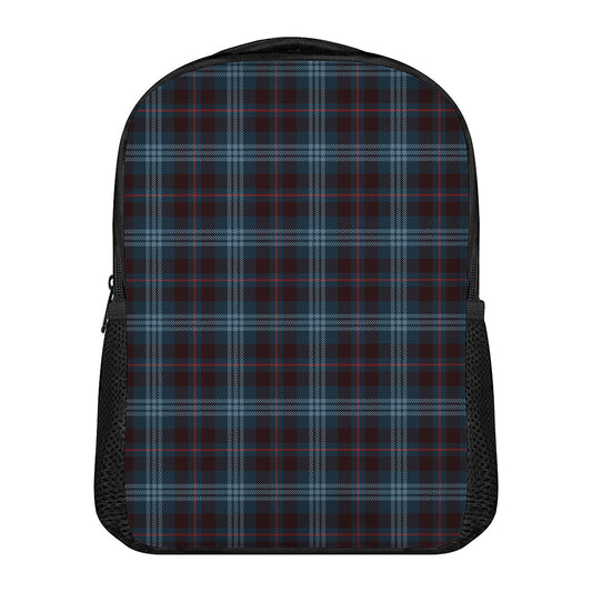 Dark Blue Tartan Pattern Print Casual Backpack