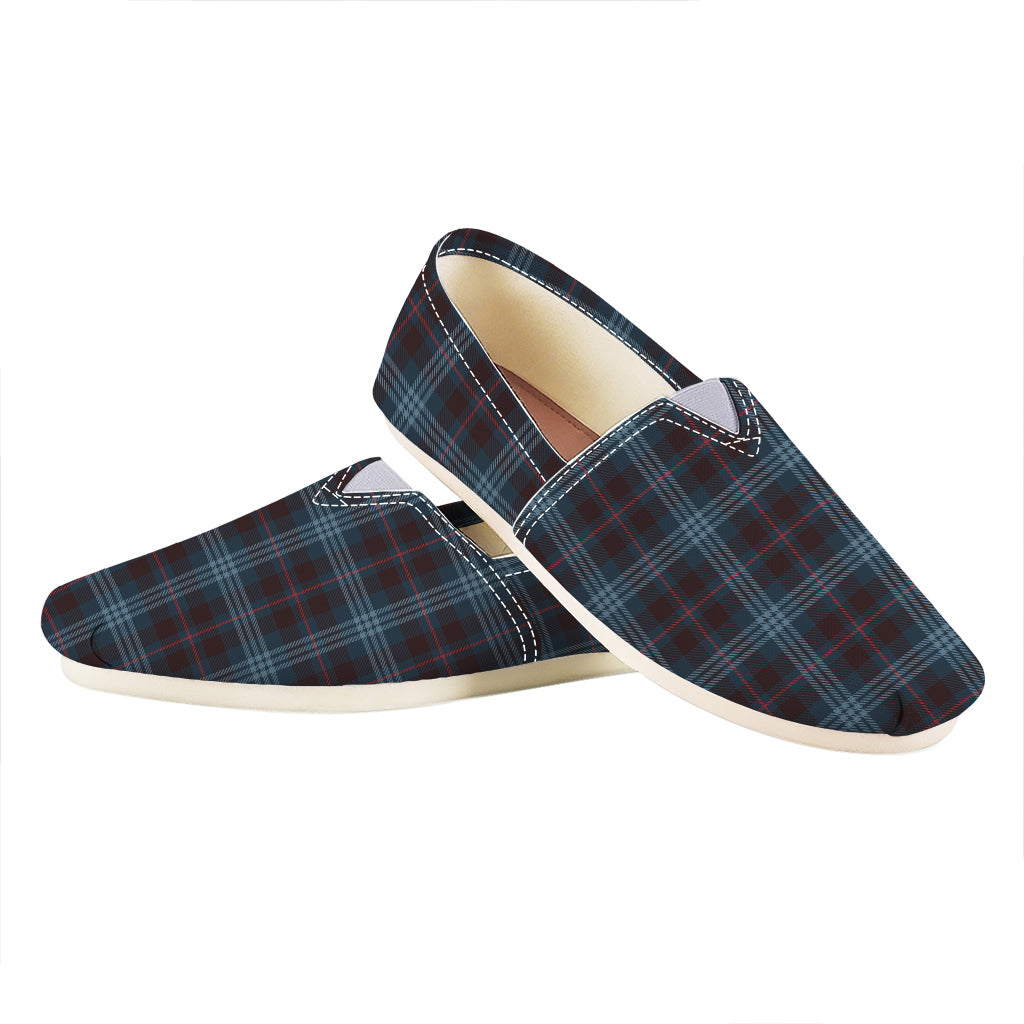 Dark Blue Tartan Pattern Print Casual Shoes