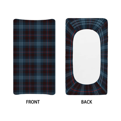 Dark Blue Tartan Pattern Print Changing Pad Cover
