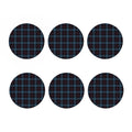 Dark Blue Tartan Pattern Print Coaster Set