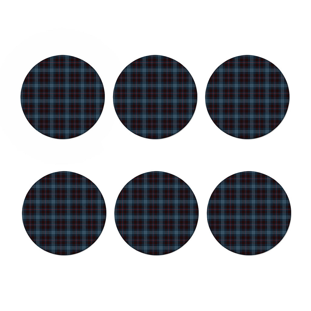 Dark Blue Tartan Pattern Print Coaster Set