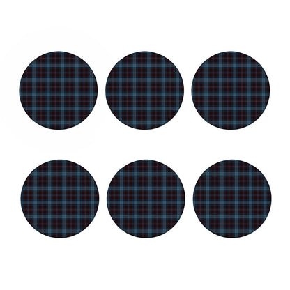 Dark Blue Tartan Pattern Print Coaster Set